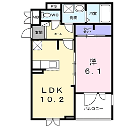 ウィンフィールド博多南 1LDKの間取図画像
