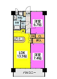 グリーン&ウインズ 2LDKの間取図画像