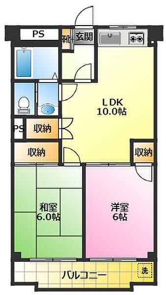 神奈川県川崎市中原区井田中ノ町(賃貸マンション2LDK・3階・50.00㎡)の写真 その2