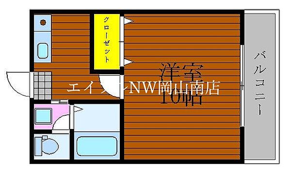 岡山県岡山市南区福富西1丁目(賃貸マンション1K・2階・31.00㎡)の写真 その2