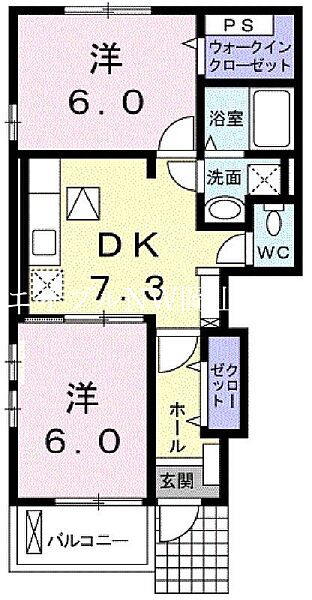 岡山県玉野市槌ケ原(賃貸アパート2DK・1階・46.79㎡)の写真 その2