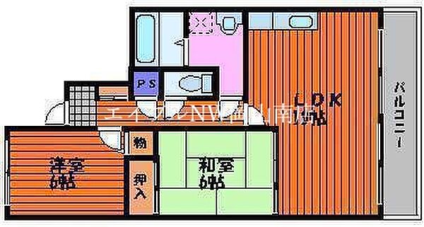 岡山県岡山市南区福富西1丁目(賃貸マンション2LDK・1階・58.22㎡)の写真 その2