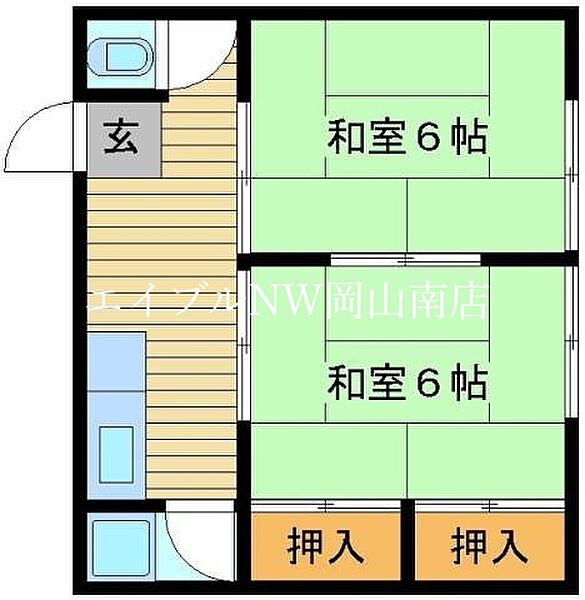 岡山県岡山市南区芳泉4丁目(賃貸アパート2K・2階・34.00㎡)の写真 その2