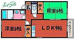 クリエFUJIWARA 2LDKの間取図画像
