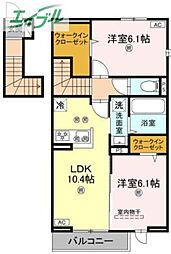 フォーゲルセレーノ A棟 2LDKの間取図画像