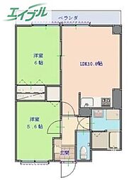 リバティー 2LDKの間取図画像