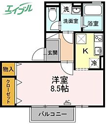 セジュール・ダンケ ワンルームの間取図画像
