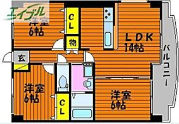 アークハイツ鹿田 3LDKの間取図画像
