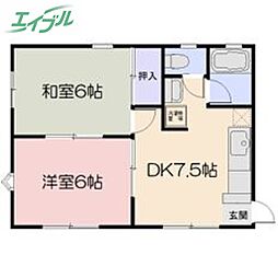 メゾン浜野B 2DKの間取図画像