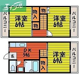 サンハイツカタヤマ 3DKの間取図画像