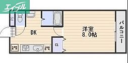 ピア大元駅前 1Kの間取図画像