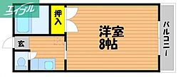 セントフォレスト下中野A 1Kの間取図画像