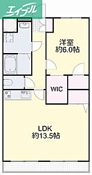 リシェス明日香 1LDKの間取図画像