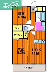 ウッドコート御南 2LDKの間取図画像