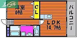 Real西古松 1LDKの間取図画像
