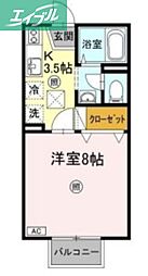 メゾンたちばなA 1Kの間取図画像