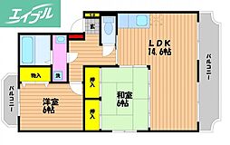 エスポワール 2LDKの間取図画像