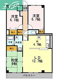 バイブリー・ヒル 3LDKの間取図画像