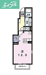 グランデyB棟 ワンルームの間取図画像