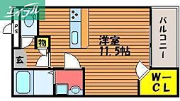 レオパレスファミーユ2 1Kの間取図画像