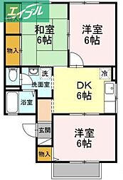 コーポラス西古松D 3DKの間取図画像