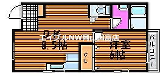 岡山県岡山市中区湊(賃貸アパート1LDK・2階・36.02㎡)の写真 その2