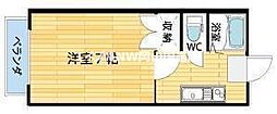 ブランシェB 1Kの間取図画像