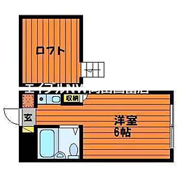 アップルハウス藤原光町 1Kの間取図画像