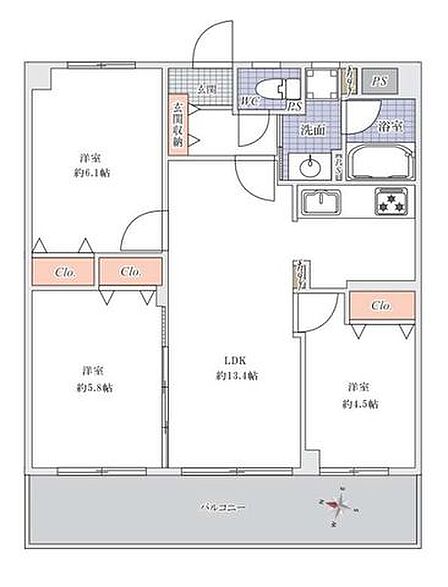3LDK 間取り