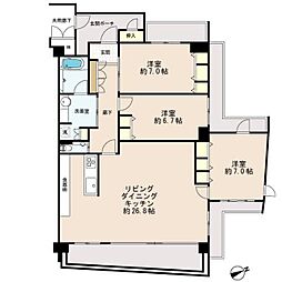 アルファグランデ市川本八幡 3LDKの間取図画像