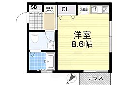 コアパレス常葉3 1階ワンルームの間取り