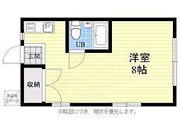 パールハウス ワンルームの間取図画像