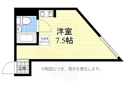 サンハイツ田辺 ワンルームの間取図画像