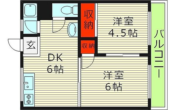 千成ハイツ B棟 ｜大阪府大阪市都島区大東町２丁目(賃貸アパート2DK・2階・35.00㎡)の写真 その2