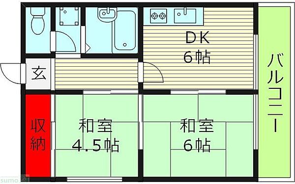 マンション笹倉 ｜大阪府大阪市都島区大東町２丁目(賃貸マンション2DK・2階・40.00㎡)の写真 その2