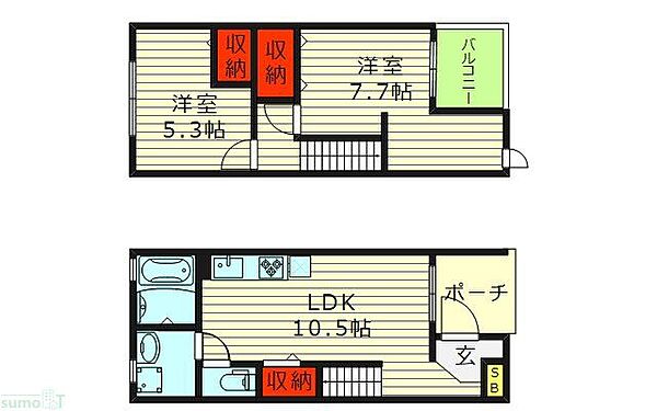 プロムナード春 ｜大阪府大阪市東成区東中本３丁目(賃貸アパート2LDK・1階・56.72㎡)の写真 その1