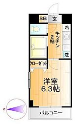 ミリアビタNo.6 1Kの間取図画像