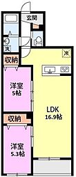 ミリアビタ夏見 2LDKの間取図画像