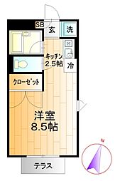 クレール習志野台 ワンルームの間取図画像