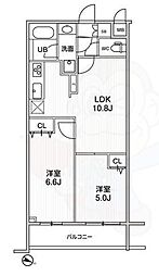 LIME RESIDENCE HIKIFUNE 2LDKの間取図画像