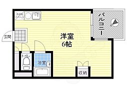 キングスガーデン ワンルームの間取図画像