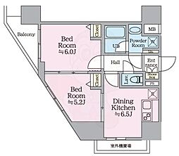 アイルグランデ東京立石 2DKの間取図画像