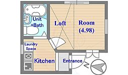 シャンテエスポワール 1Kの間取図画像