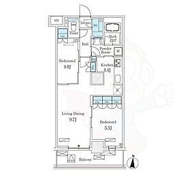 フロンティアレジデンス錦糸公園 2LDKの間取図画像