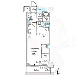 フロンティアレジデンス錦糸公園 2LDKの間取図画像