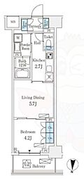 フロンティアレジデンス錦糸公園 1LDKの間取図画像