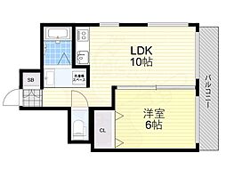 フジタオーク業平マンション 1LDKの間取図画像