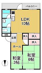 弘和住宅 2LDKの間取図画像