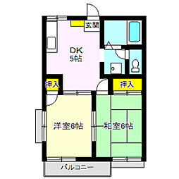 イーグルフォー 2DKの間取図画像