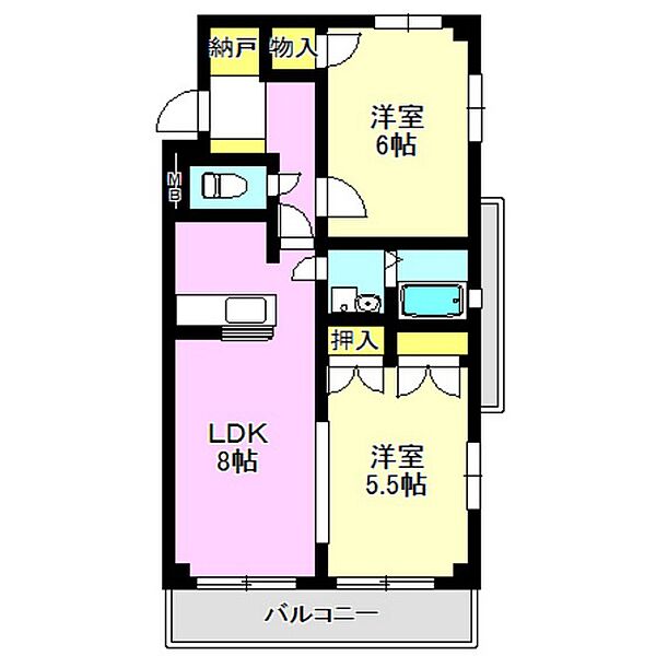 アストラーレ 201｜群馬県高崎市和田町(賃貸マンション2LDK・2階・50.35㎡)の写真 その2